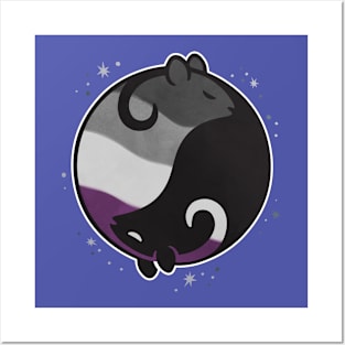 Asexual Rat Yin Yang LGBT Pride Flag Posters and Art